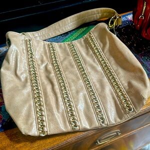 Tan and gold classy leather bag